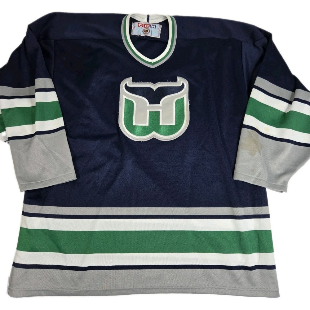 Vtg Hartford Whalers Ccm Jersey  Nhl Air Knit Sz L ?  25.5x32 Vintage